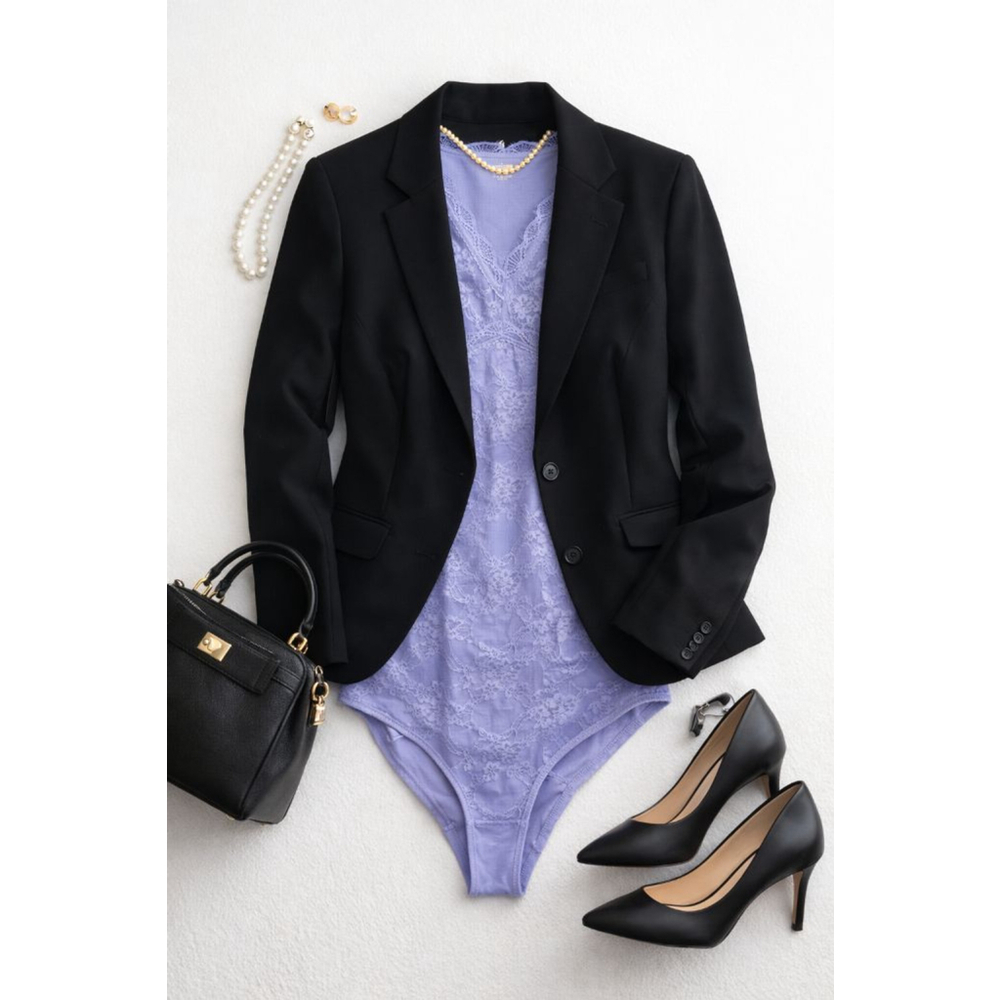 Lavender Lace Bodysuit – XL – Elegant Office to Evening Staple